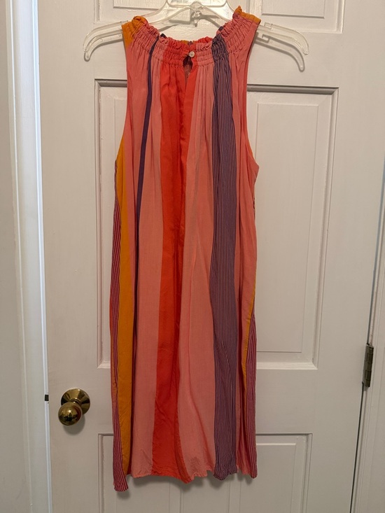 LOFT Dresses & Skirts - LOFT Coral, Pink & Yellow Striped Sleeveless Maxi Dress
